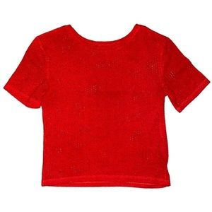 Mesh Knot Red Rave Zara Top Shirt